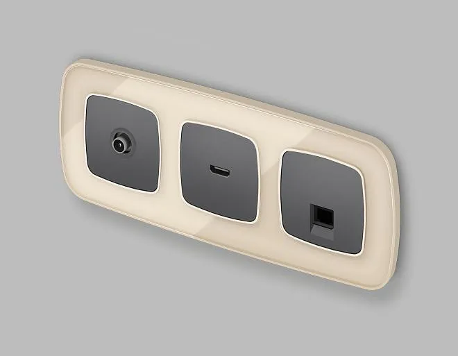 Комплект механизма компьютерной розетки RJ-45 (8P8C) CAT6A экранированной с автоматической защитной OMEGA Антрацит серый Volt MO662005 QUANT