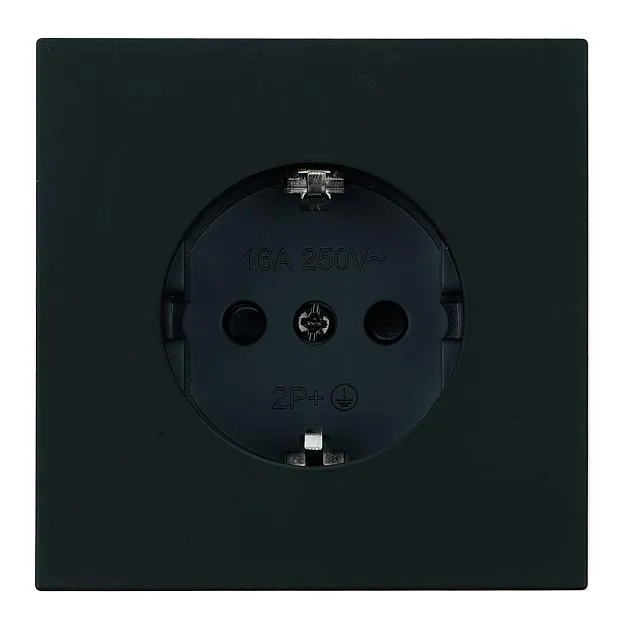 Розетка 1-местная с защитной шторкой с/з (механизм), 250В, 16А, RST16-3110-05, черный бархат Stekker 50454 Мия