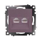 Розетка компьютерная 2-местная RJ-45 (механизм)  Stekker 50006 GLS00-7109-04, серия Катрин, шоколад