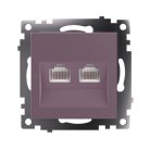 Розетка компьютерная 2-местная RJ-45 (механизм)  Stekker 50006 GLS00-7109-04, серия Катрин, шоколад