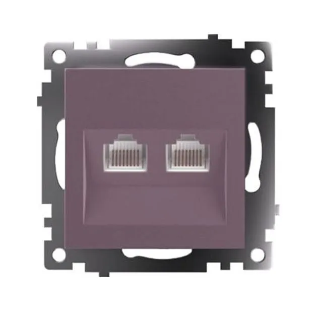 Розетка компьютерная 2-местная RJ-45 (механизм) Stekker 50006 GLS00-7109-04, серия Катрин, шоколад Розетка компьютерная 2-местная RJ-45 (механизм) Stekker 50006 GLS00-7109-04, серия Катрин, шоколад