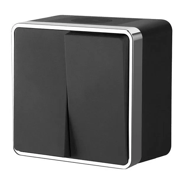 Выключатель двухклавишный влагозащищенный Werkel W5020235 Gallant (черный/хром) a050976 Выключатель двухклавишный влагозащищенный Werkel W5020235 Gallant (черный/хром) a050976
