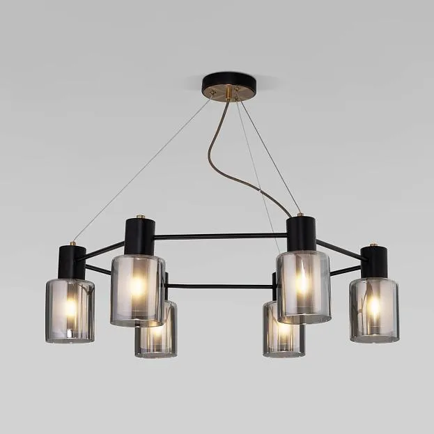 Подвесной светильник со стеклянными плафонами Eurosvet 70219/6 черный/античная бронза a065299 Notion