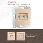 Розетка телефонная RJ11 + компьютерная RJ45 Arte Milano 206.44-1.shampan am