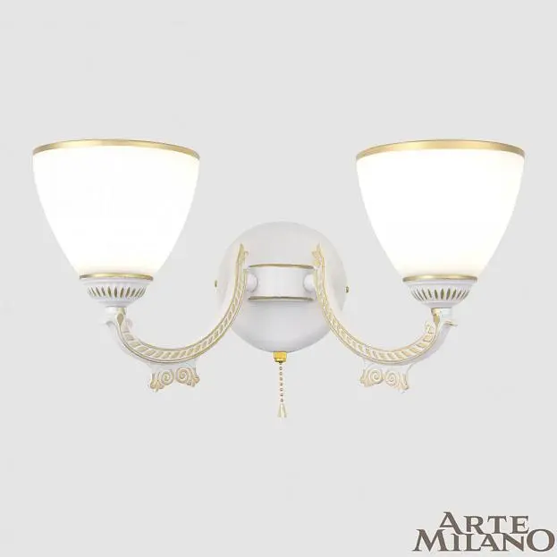 Бра с плафонами Arte Milano 342837/2W WT+G AM342837 Бра с плафонами Arte Milano 342837/2W WT+G AM342837