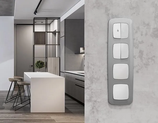 Комплект механизма 2-клавишного перекрестного выключателя 10A-250V OMEGA Белый матовый Volt MO123030 QUANT