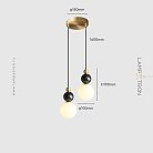 Подвесной светильник SONDRE 2 подвеса. Цвет черный мрамор + латунь Lampatron 8912-25215
