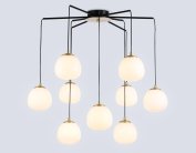 Подвесная люстра Ambrella light LH51001/6+3 SGD/BK/FR золотой песок/черный /белый матовый G9*9 max 28W D750*700