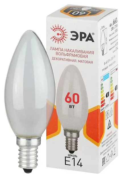 Лампочка накаливания ЭРА B-60-E14-230-FR