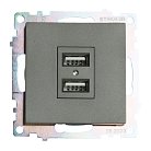 Розетка 2-местная USB STEKKER  49422 GLS10-7115-06