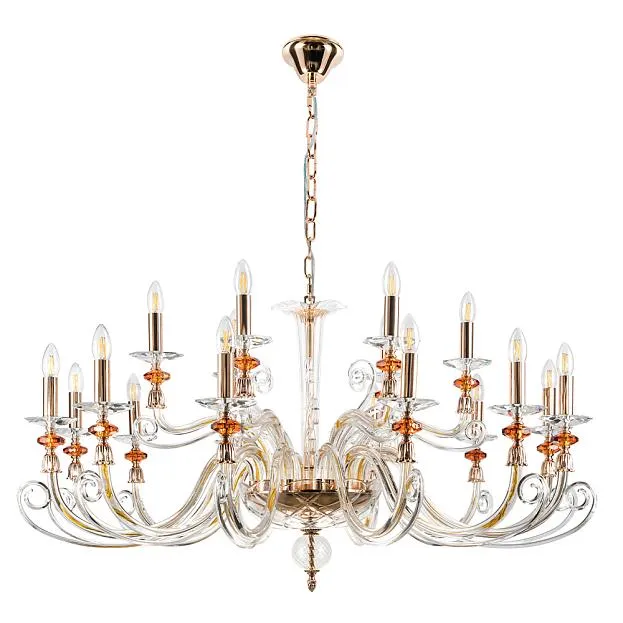 Подвесная люстра Crystal Lux Catarina SP12+6 V2 Gold/Transparent-Cognac