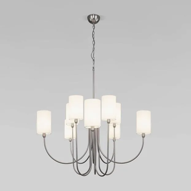 Подвесная люстра с тканевыми абажурами Eurosvet 60164/10 никель a065750 Abbey