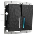 Выключатель двухклавишный с подсветкой (черный) Werkel W1220108 Hammer a052062