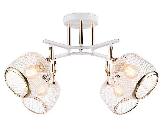 Подвесная люстра белый/золото E27/4 max 40W D640*260 Ambrella light TR80175/4 WH/FGD Подвесная люстра белый/золото E27/4 max 40W D640*260 Ambrella light TR80175/4 WH/FGD