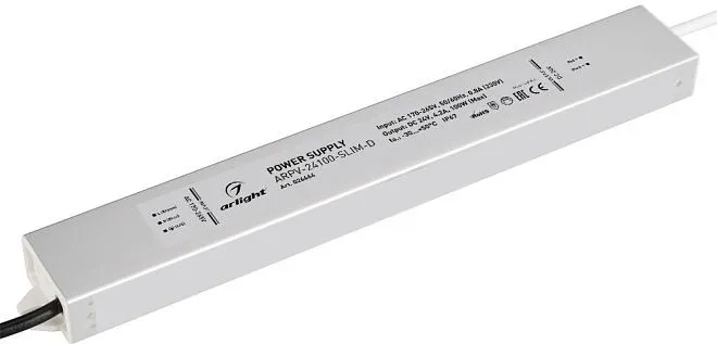 Блок питания для светодиодной ленты Arlight 026664 ARPV-SLIM Блок питания для светодиодной ленты Arlight 026664 ARPV-SLIM