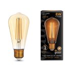 Лампа светодиодная филаментная Gauss 157802008 E27 8W 2400K золотая Filament ST