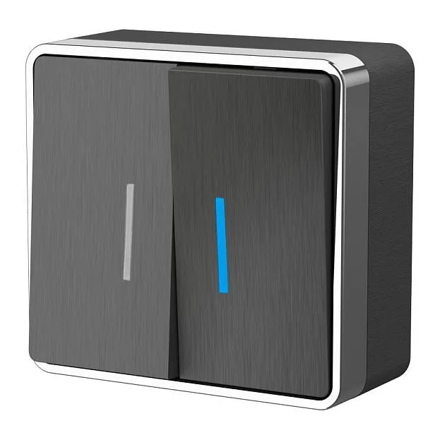 Выключатель двухклавишный с подсветкой Werkel W5020104 Gallant (графит рифленый) a051340 Выключатель двухклавишный с подсветкой Werkel W5020104 Gallant (графит рифленый) a051340