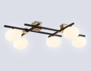 Потолочная люстра Ambrella light LH51015/5 BK/BS/FR черный/латунь/белый матовый G9*5 max 28W 800*560*170
