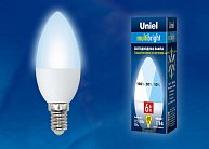 Лампочка светодиодная Uniel LED-C37-6W/NW/E14/FR/MB PLM11WH картон