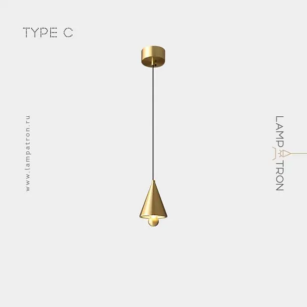 Подвесной светильник из латуни PIET CONE Тип C. Цвет Латунь Lampatron 7260-19972 Подвесной светильник из латуни PIET CONE Тип C. Цвет Латунь Lampatron 7260-19972