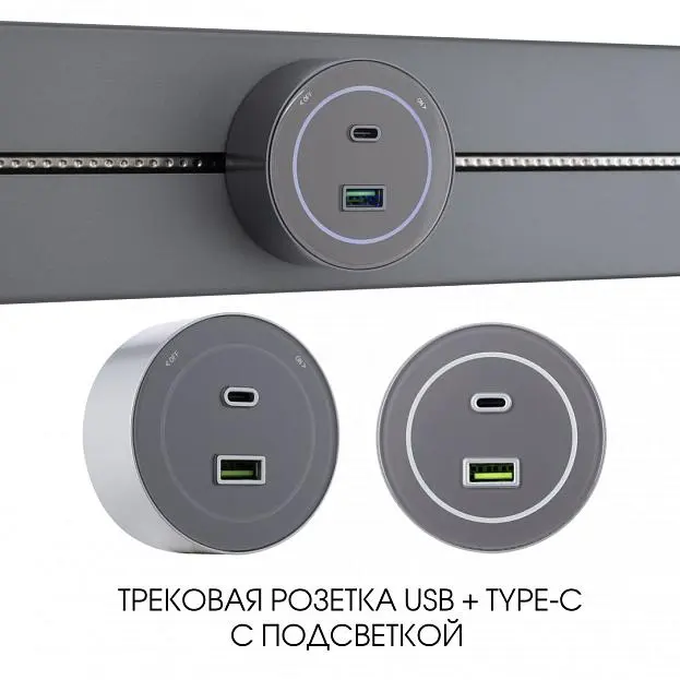 Трековая розетка, Arte Milano 399732TS/USB-Type-C Grey