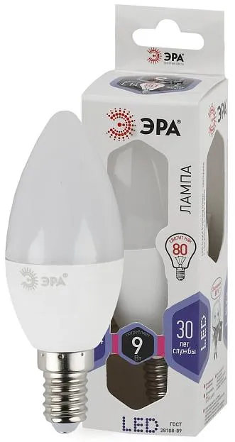 Лампочка светодиодная ЭРА LED B35-9W-860-E14