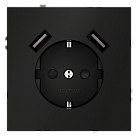 Розетка встраиваемая с заземлением и защитными шторками + usb 16А VOLTUMVLS040408