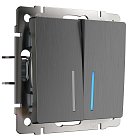 Выключатель двухклавишный с подсветкой Werkel W1120104 (графит рифленый) a050747