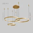 Кольцевые люстры и светильники VEIKKO COMBO Три кольца. Цвет Латунь. 45 + 65 + 85 см Lampatron 7106-19488