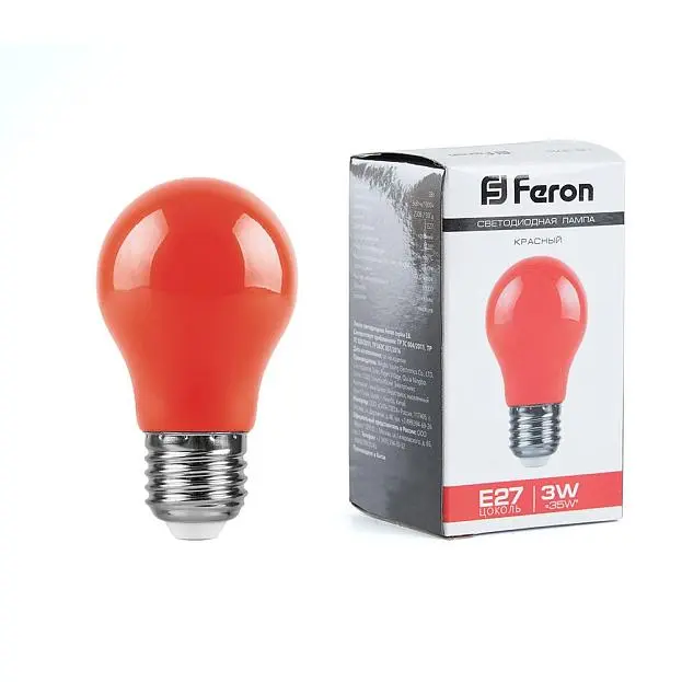 Лампа светодиодная Feron 25924 LB-375 E27 3W красный Лампа светодиодная Feron 25924 LB-375 E27 3W красный