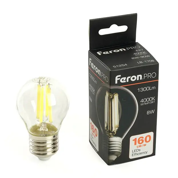 Лампа светодиодная Шарик E27 1300LM 8W 175-265V 4000K Feron 51254 LB-1708 Лампа светодиодная Шарик E27 1300LM 8W 175-265V 4000K Feron 51254 LB-1708