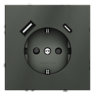 Розетка встраиваемая с заземлением и защитными шторками + usb 16А VOLTUMVLS040506