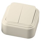 Выключательдвухклавишный открытой установки 250В 6А IP20 слоновая кость (VA5 6-232-БЖ) Stekker 49050 PSW06-22-20