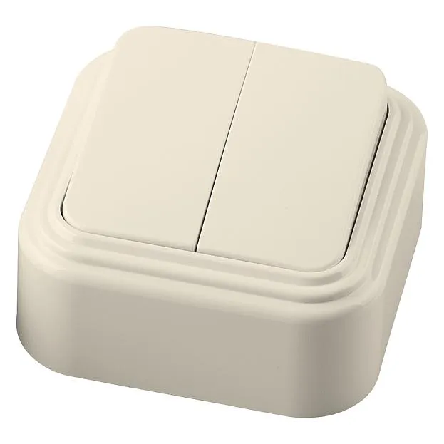 Выключательдвухклавишный открытой установки 250В 6А IP20 слоновая кость (VA5 6-232-БЖ) Stekker 49050 PSW06-22-20