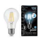 Лампа светодиодная диммируемая Gauss 102802210-S E27 10W 4100K прозрачная Filament Globe