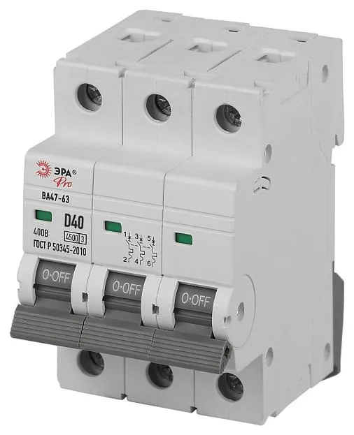 Автоматический выключатель ЭРА VA63-3P40D4.5
