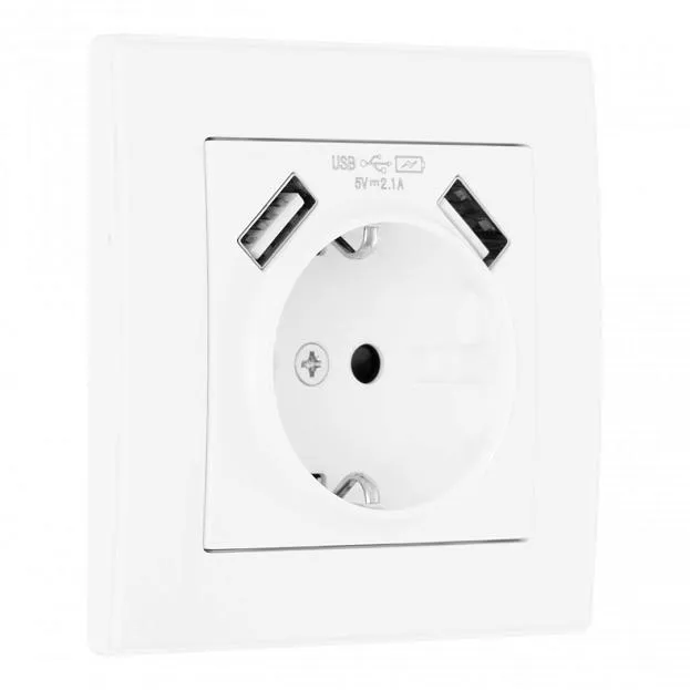 Комплект розетки с заземлением и шторками + 2 USB и рамкой однопостовой белый пластик Arte Milano SET06-1-47-1 white Комплект розетки с заземлением и шторками + 2 USB и рамкой однопостовой белый пластик Arte Milano SET06-1-47-1 white