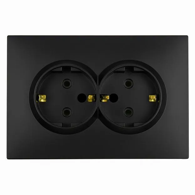 Розетка 2-местная с з/ш, с/з, СЗК, 250В, 16А, RST16-5114-10ZK, платиново-серый, soft touch Stekker 50244 Эмили