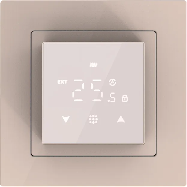 Термостат с датчиком пола и воздуха, 16A, 45*45 мм, стекло кашемир Donel DTEF45C DTEF