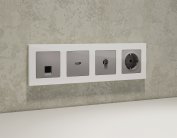 Комплект механизма компьютерной розетки RJ-45 (8P8C) CAT6A экранированной с автоматической защитной шторкой ALFA Сталь матовый Volt MA512005 QUANT