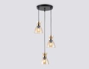 Подвесной светильник Ambrella light TR3405/3 BK/FGD/TI черный/золото/янтарь E27/3 max 60W D345*1000