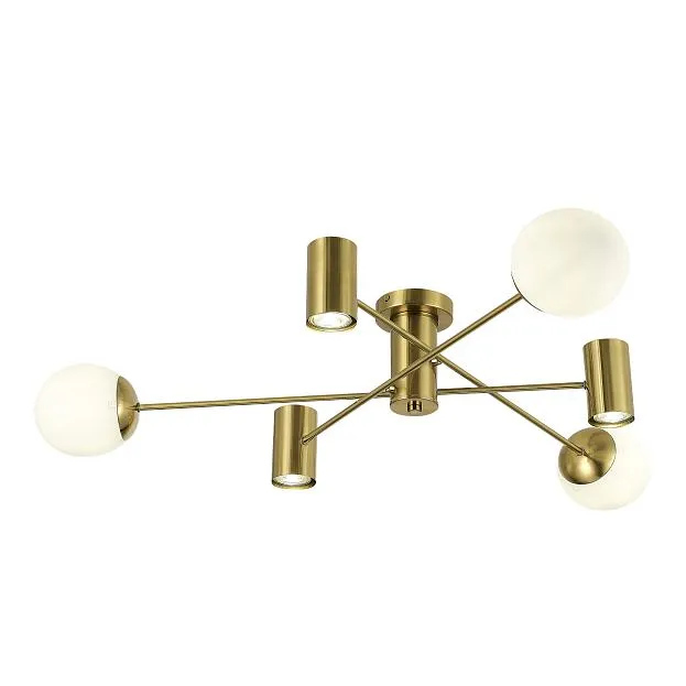 Светильник потолочный Латунь/Белый GU10+E27 3+3*5+60W Evoluce SLE1105-302-06 RAITO