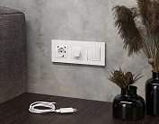 Комплект механизма электрической розетки ALFA Белый матовый 2USB С+C 20W (быстрая зарядка) Volt MA130510 QUANT