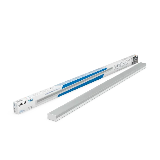 Светильник LED матовый IP40 1190x60x36мм 36W 3600Лм 6500K Shop Lighting белый 1/20 Gauss 883525336