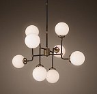 Люстра на штанге RH Bistro Globe Milk Glass 8-Light Chandelier ImperiumLoft 84616-22 40.1540