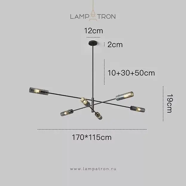 Люстра RADIANT 6 ламп. Цвет: Черный Lampatron 8170-22367 Люстра RADIANT 6 ламп. Цвет: Черный Lampatron 8170-22367