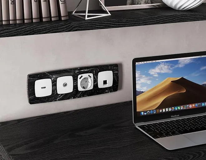 Комплект механизма компьютерной розетки RJ-45 (8P8C) CAT6A экранированной с автоматической защитной шторкой OMEGA Белый матовый Volt MO132005 QUANT