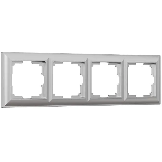 Рамка на 4 поста Werkel W0042206 (серебряный) a051032 Fiore Рамка на 4 поста Werkel W0042206 (серебряный) a051032 Fiore