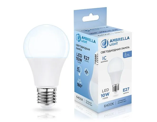 Светодиодная лампа Лон A60 10W 6400K Ambrella light 601006