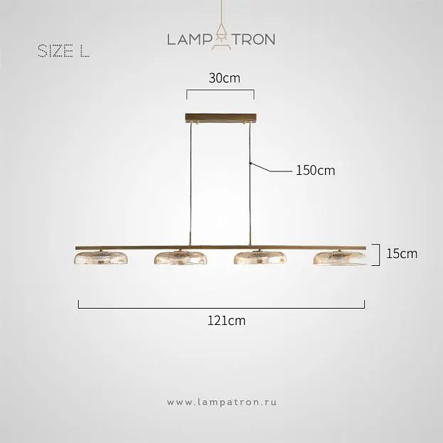 Реечный, рядный светильник CRISPIN L 4 плафона. Прозрачное стекло Lampatron 8776-24690 Реечный, рядный светильник CRISPIN L 4 плафона. Прозрачное стекло Lampatron 8776-24690